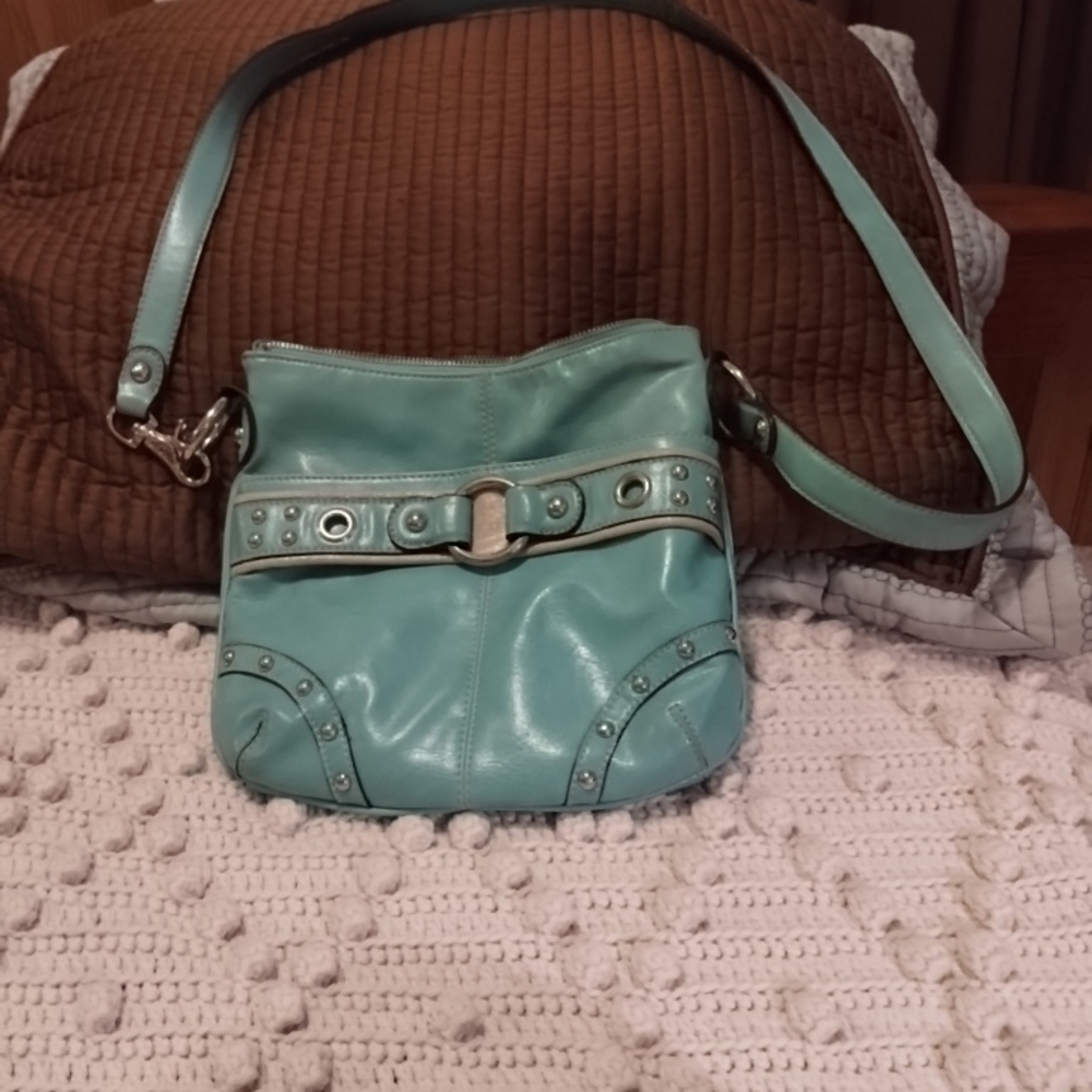 Kathy Van Zeeland Aqua Crossbody Bag